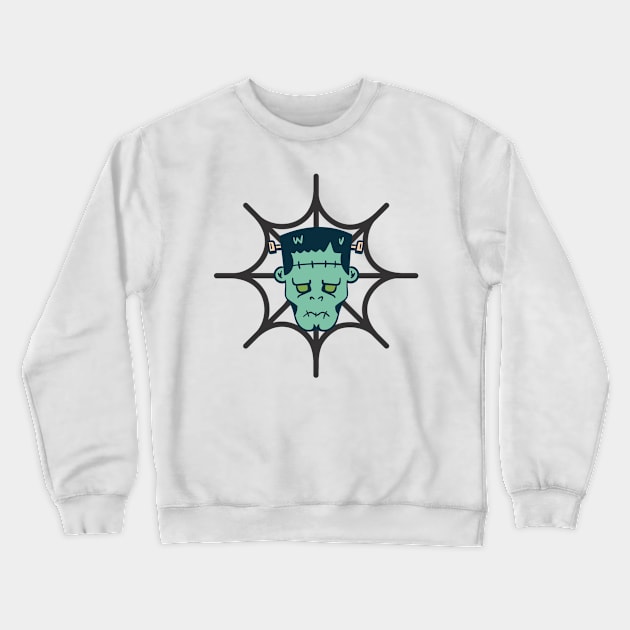 Frankensteins Monster Spider Net Halloween Crewneck Sweatshirt by HBfunshirts